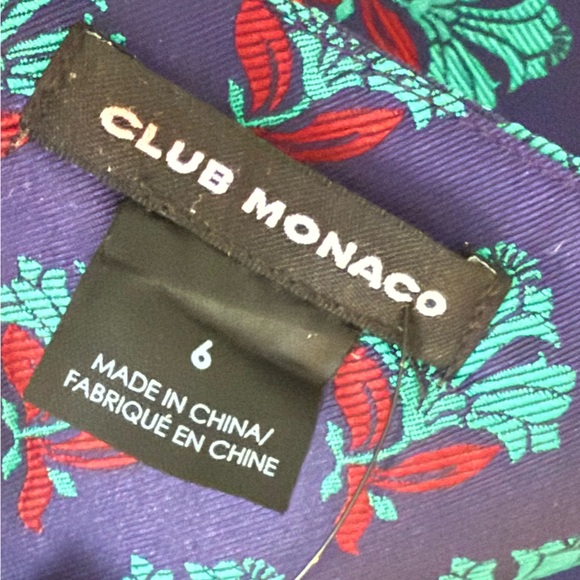 Club Monaco A-Line Mini Flared Circle Skirt Navy Teal Red Fan Palm Print Size 6 - Picture 6 of 9